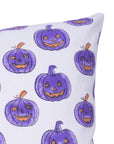 Hand Block Printed Pumpkin Cushion Cover in Purple & Mustard on Thick White Cotton for Indoor Decor