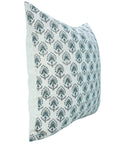 Handblock Printed Viscous Linen Pillow Cover Gray&Blue - Gurukul