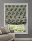 Hand Block Printed Floral Roman Shade Custom Pure Linen Window Treatment - GULAB