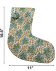 Indian Block Printed Pom Pom Floral Linen Christmas Stocking Neutral Farmhouse Holiday Decor – PUSHPSAMHITA