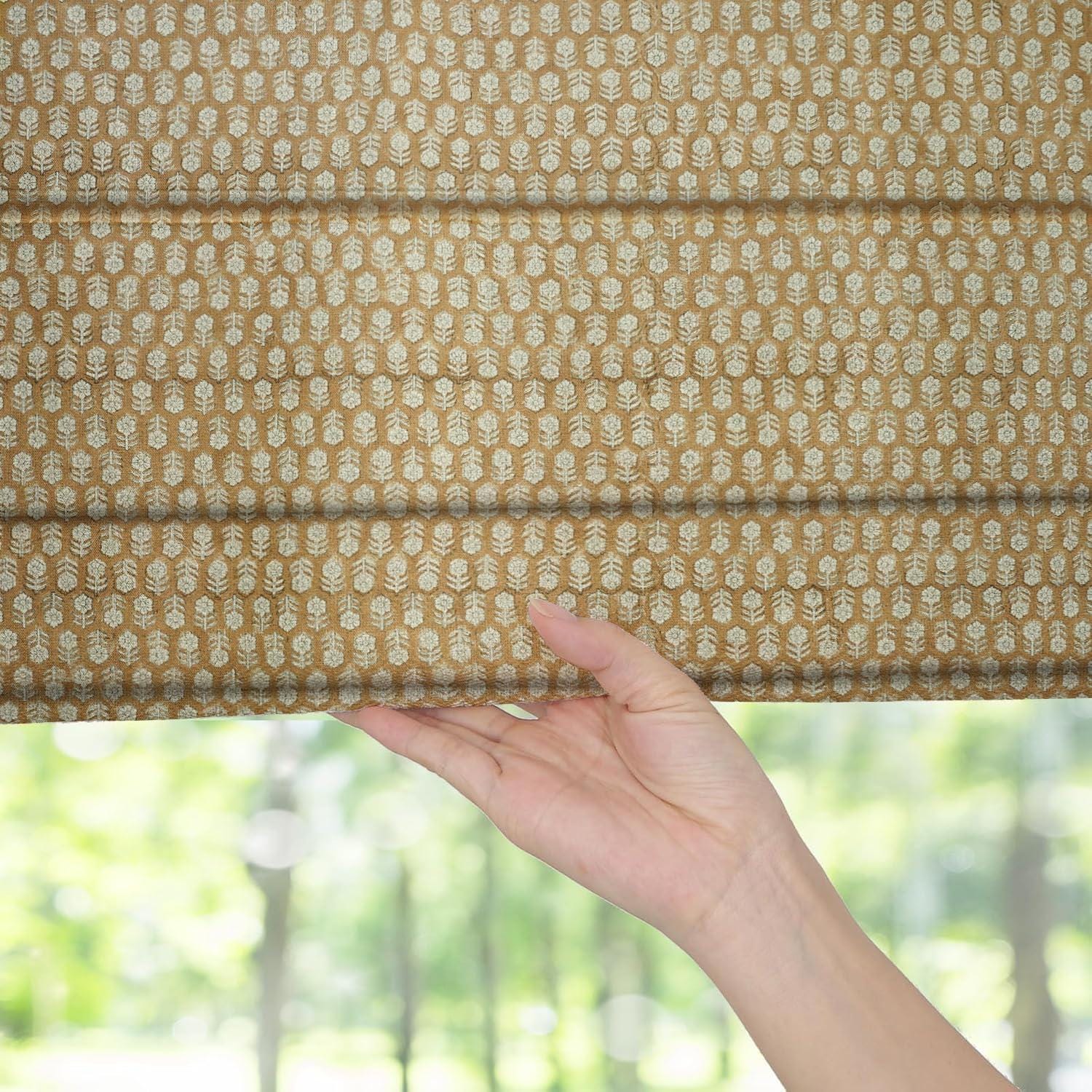 Hand Block Printed Floral Roman Shade in Heavy Linen Custom Window Treatment – TULSI BUTI
