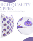 Hand Block Printed Pumpkin Cushion Cover in Purple & Mustard on Thick White Cotton for Indoor Decor