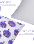 Hand Block Printed Pumpkin Cushion Cover in Purple & Mustard on Thick White Cotton for Indoor Decor