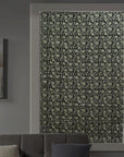 Farmhouse Blackout Roman Shade Linen Block Printed Window Blind - MANIKARNIKA