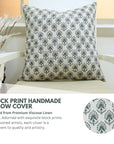 Handblock Printed Viscous Linen Pillow Cover Gray&Blue - Gurukul