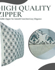 Handblock Printed Viscous Linen Pillow Cover Gray&Blue - Gurukul