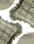 Block Printed Floral House Decor Thick Linen Frill Pillow Cover - Bijhni