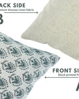 Handblock Printed Viscous Linen Pillow Cover Gray&Blue - Gurukul