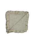 Premium Block Printed Frill Ruffled Table Napkins Pure Linen With Pathjhad Gray