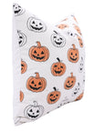 Handcrafted Indian Block Printed Orange & Black Pumpkin Thick Cotton White Cushion Cover for Living Room
