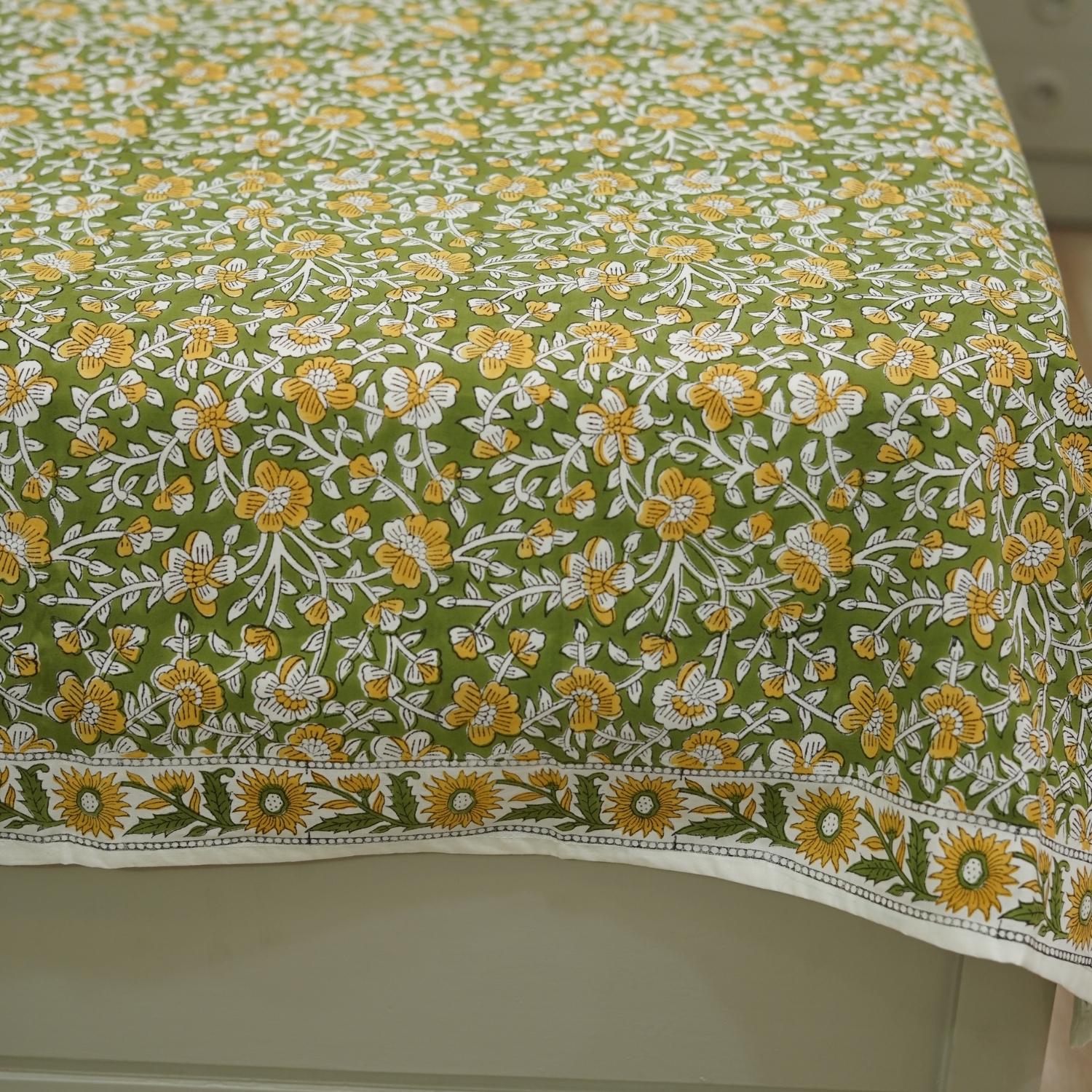 Hand block printed bedding, Indian block print bedsheets, Floral print cotton bedsheet, Natural dyed bedding, Block print pillow cover, Indian handloom bedsheets, Cotton throw for bed.