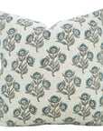 Block Printed Floral Living Room Viscous Linen Pillow Cover - Bealpatra
