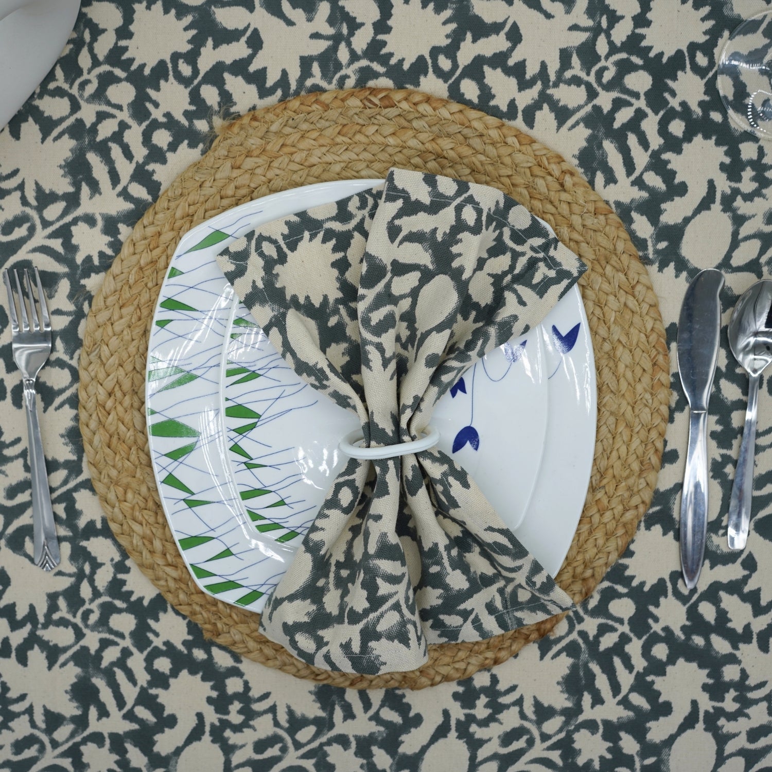 Sleek black napkin elegantly placed on a dining table