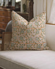 Off White Pure Linen Pillow Cover With Square/Lumber Block Printed - 6 Kamal