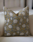 Hand Block Printed Thick Linen Designer Pillow Cover - Meraki