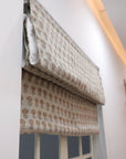 Hand Block Printed Boho Brown Floral Roman Shade in Pure Linen for Rustic & Modern Living Spaces - KOHINOOR