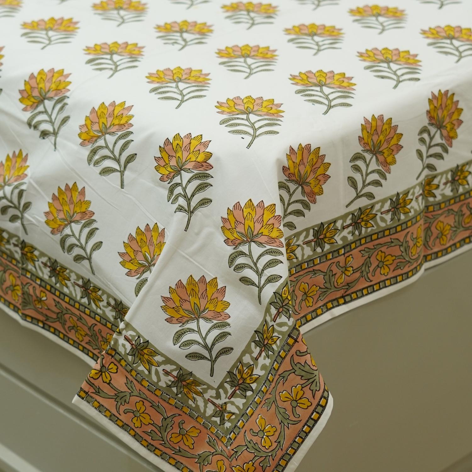 Decoartive printed bedsheet with pillow cover, hand block print cotton fabric with white background, soft cotton king size bedcover and pillow set, natural bedding set, made from 100% cotton fabric bedspread.