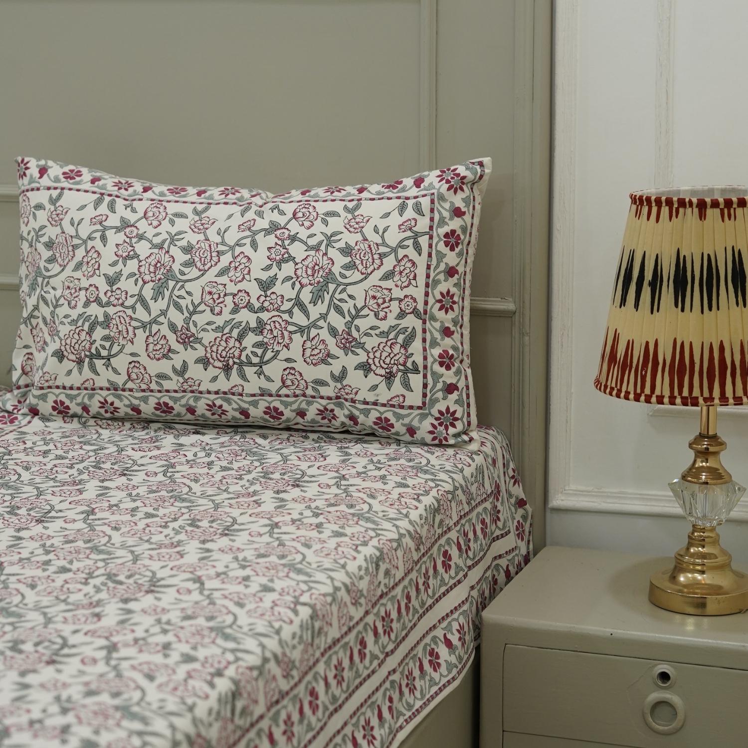 Floral patterned bedspread Hand block printed bedding, Indian block print bedsheets, Floral print cotton bedsheet