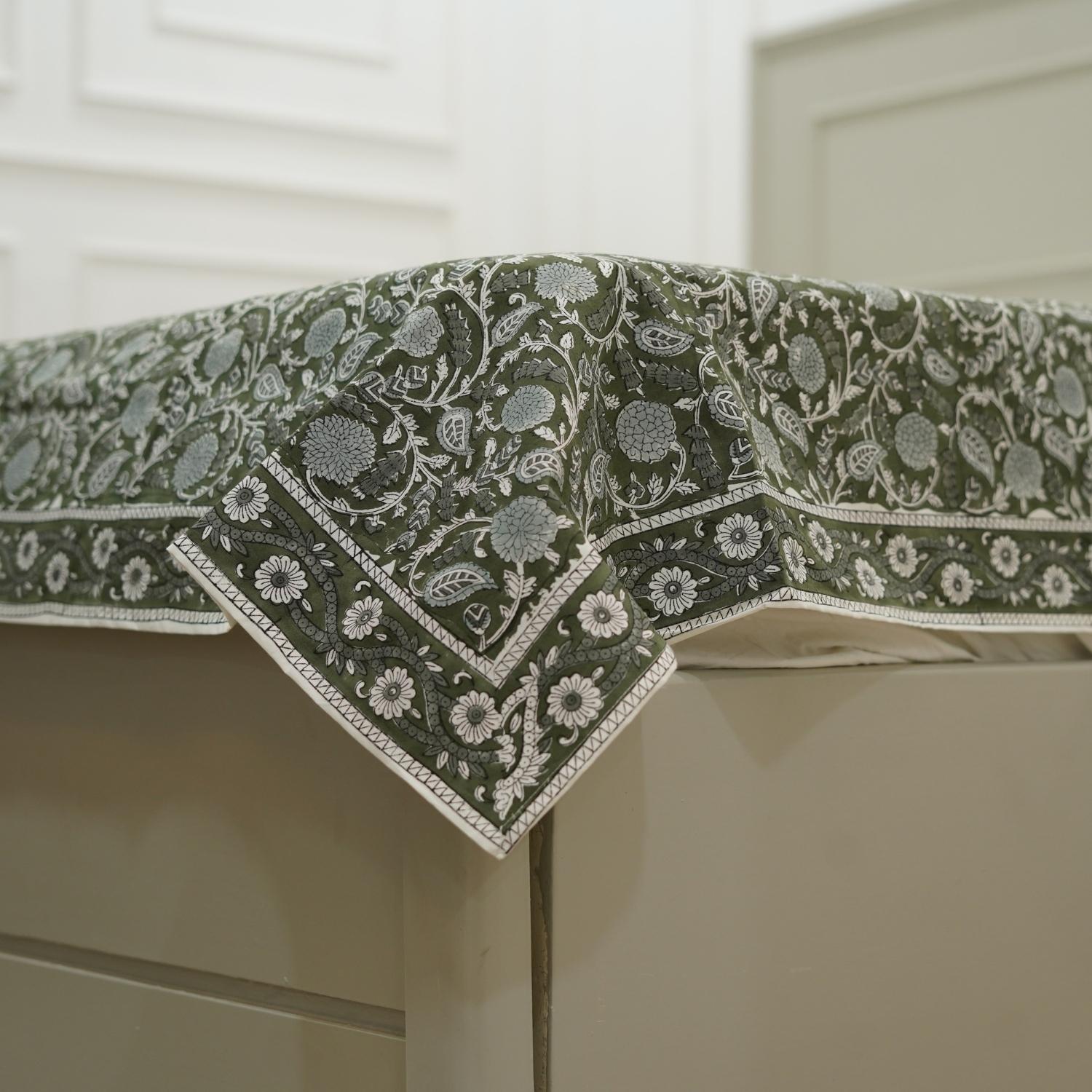 Feel the love of handmade with our block printed floral bedsheet set. Crafted on soft cotton, it’s perfect for bohemian souls who value tradition and thoughtful artistry.