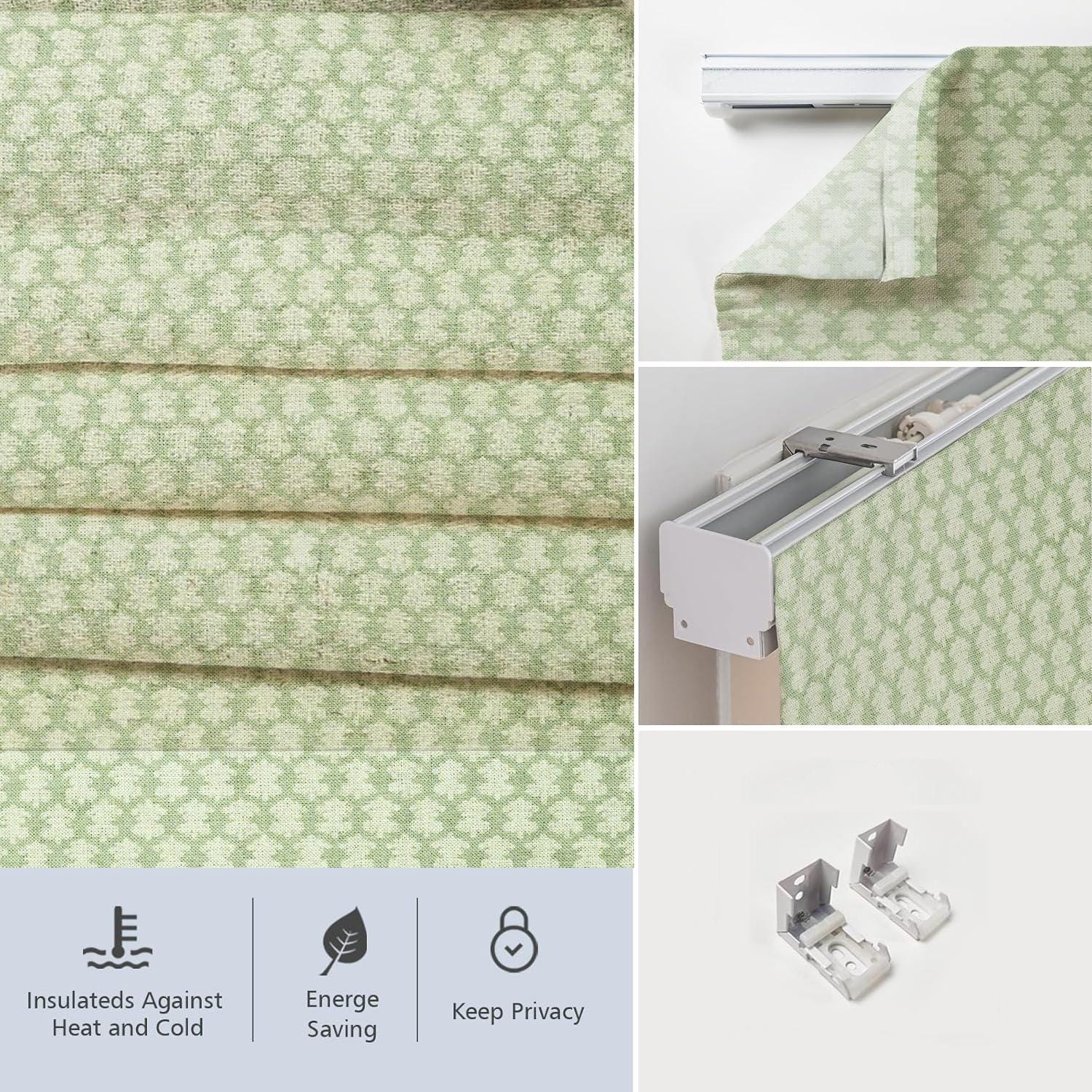 Floral Block Printed Roman Shade in Thick Linen Custom Handmade Window Blind for Living Rooms – TARZ