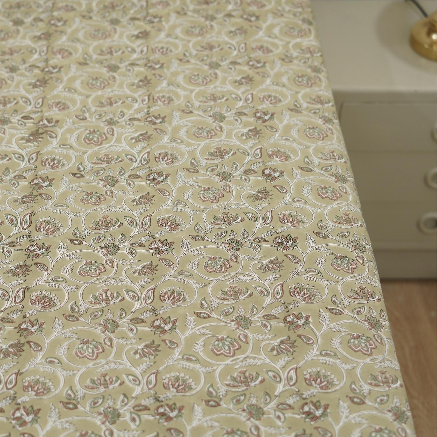 Hand block printed bedding, Indian block print bedsheets, Floral print cotton bedsheet