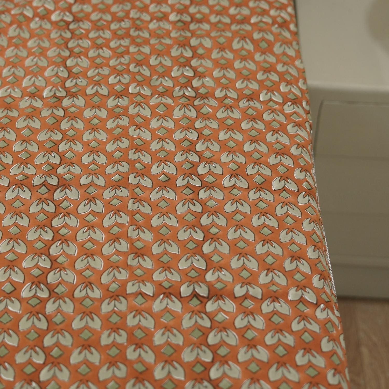 Fabric with a Hand block printed bedding, Indian block print bedsheets, Floral print cotton bedsheet