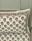 Cotton pillow cover, hand block print cotton bedsheet, decorative cotton handmade bedcover, white background bedsheet, floral cotton pillow cover set, bohemian decor.