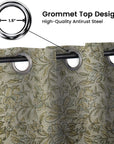Custom Handmade Floral Block Print Blackout Curtain - Pure Linen Window Treatment Shade - Kudrat