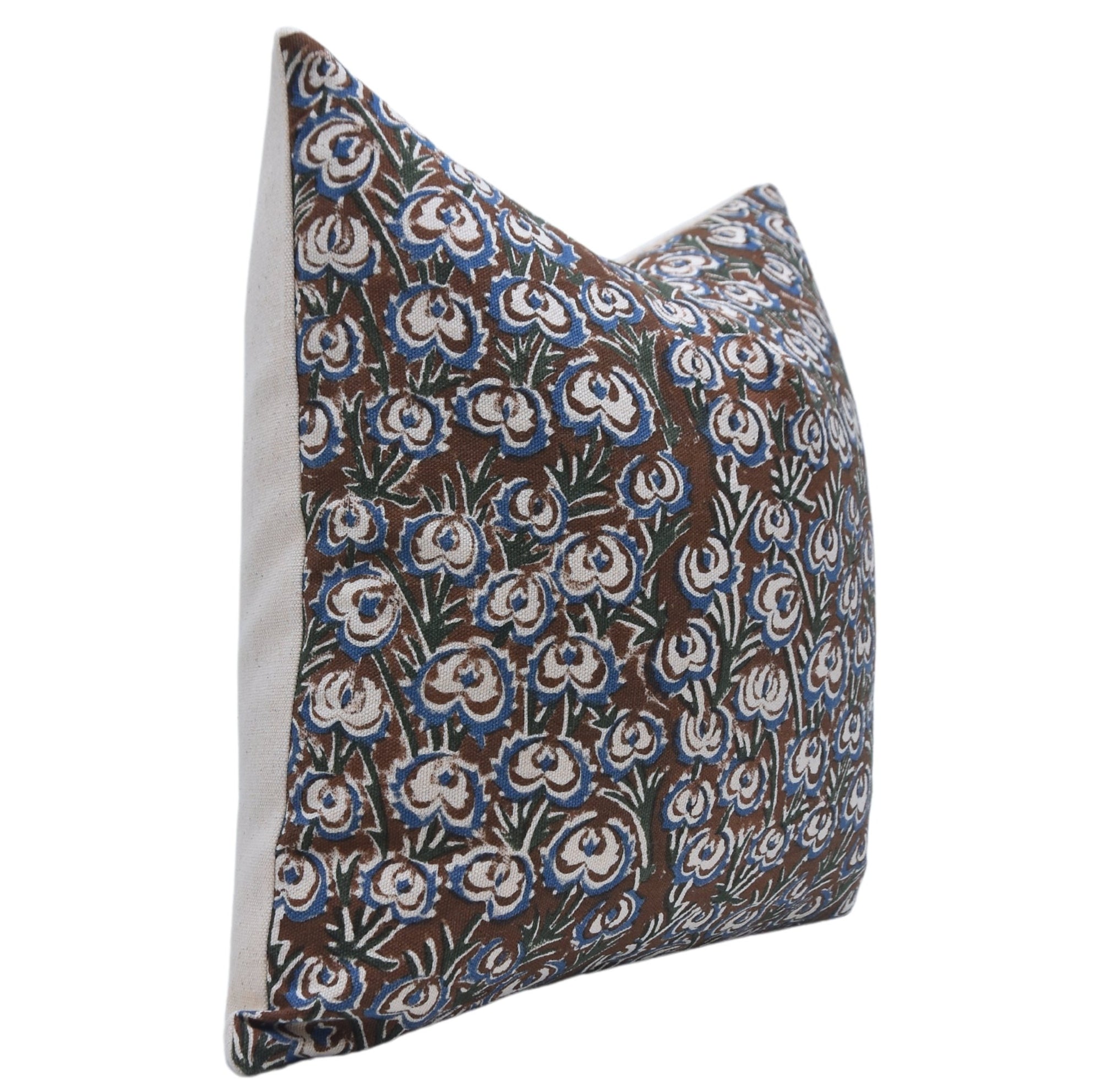 Block print Pillow cover for sofa, couch or bed- Duck Canvas Cotton - HEART VINE - Fabdivine