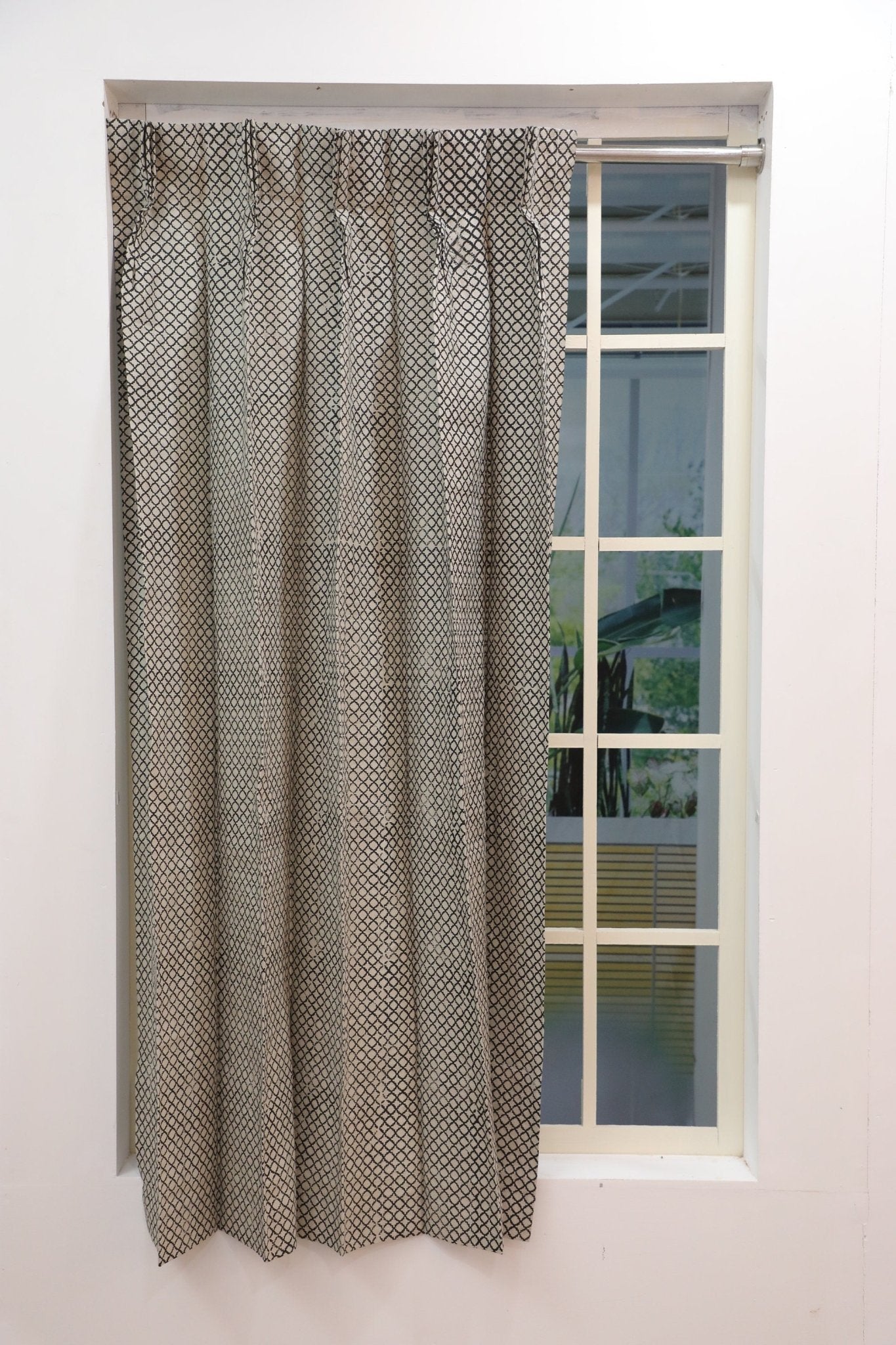 Prakruti Green Blockprinted Window Curtain main image 1