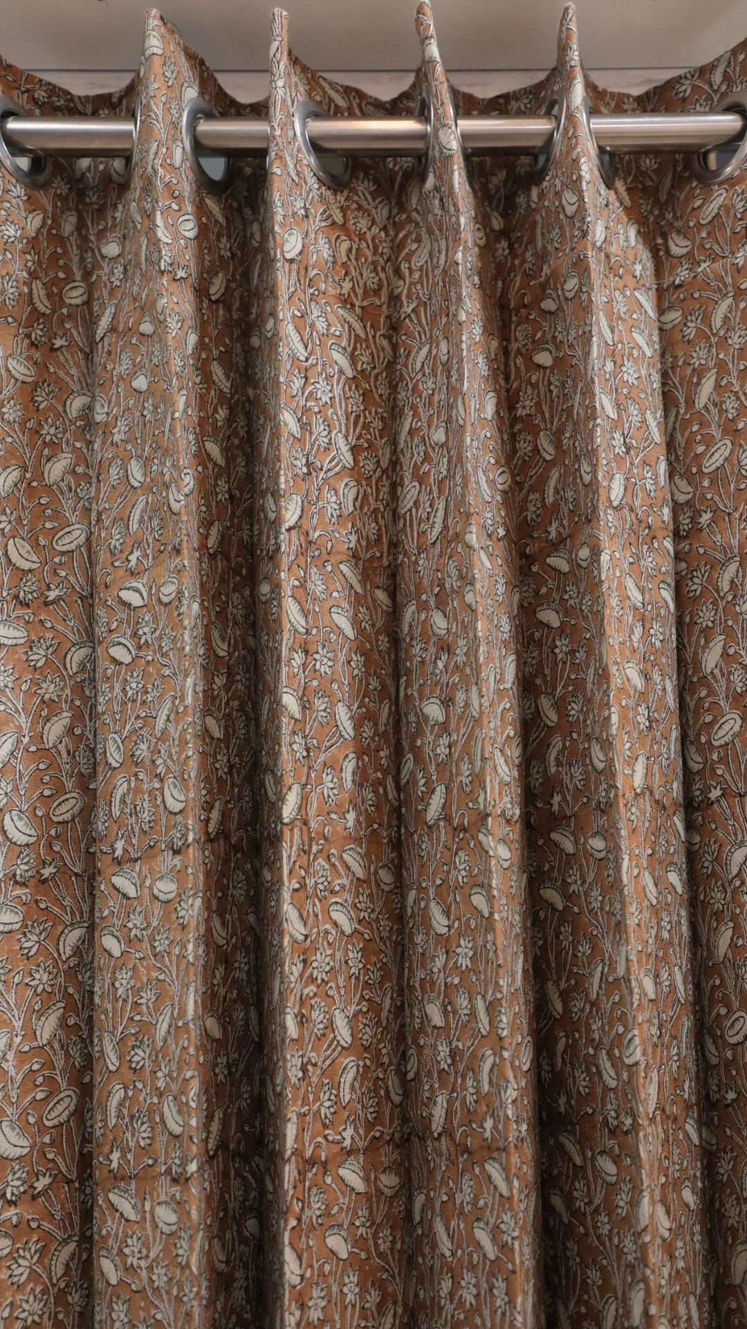 Block Print Floral Curtain: PISHTA - Fabdivine