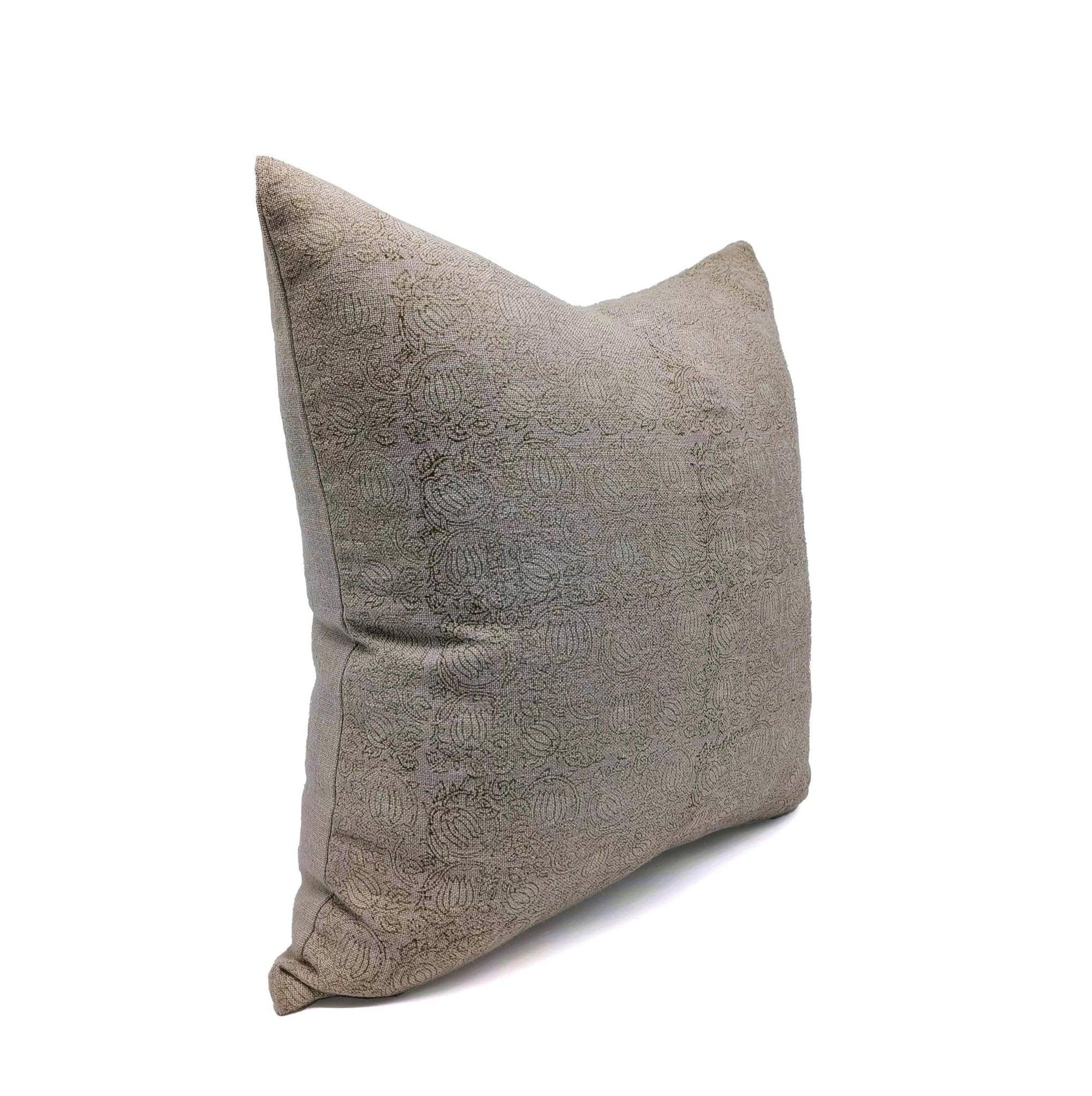 Square/Lumber block print pillow cover- Thick Linen- 8 KAMAL - Fabdivine