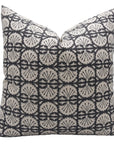 Block print Heavy Linen Pillow Cover - BIJHNI BLACK - Fabdivine