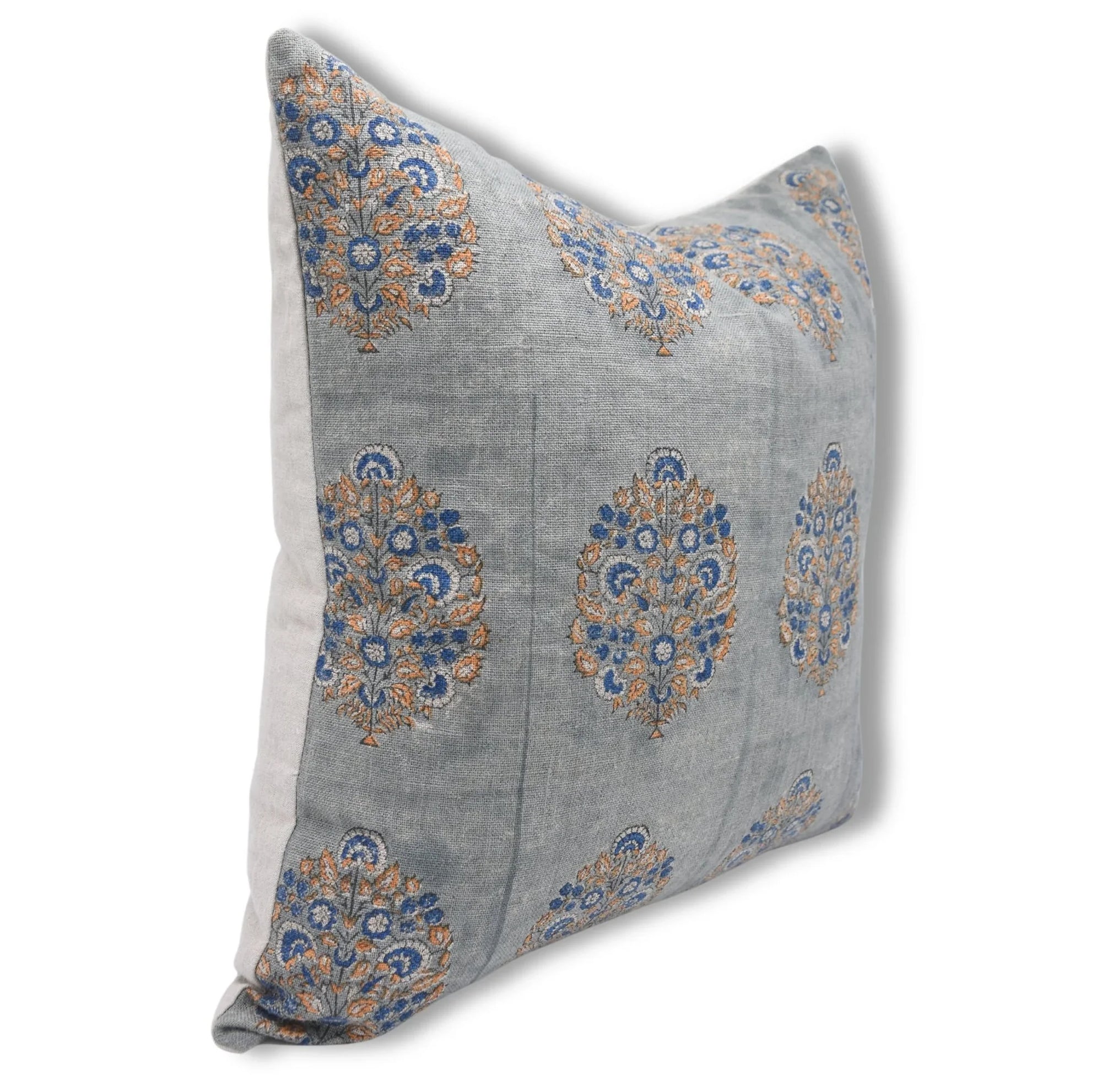 Block print Pillow cover for sofa, couch or bed- thick linen- GULDASTA - Fabdivine