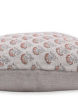 JUJU FLOWER Thick Linen Block Print Pillow Cover for Sofa, Couch, or Bed - Fabdivine