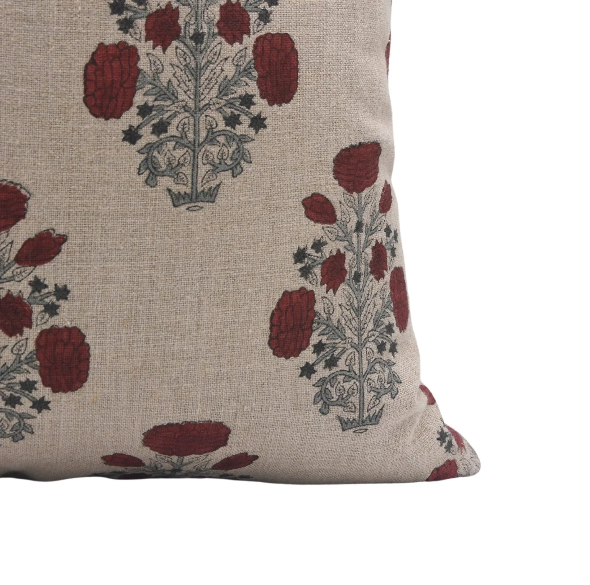 Swadesh Designer Collection: Hand Block Print Thick Linen Throw Pillow Cover - Fabdivine