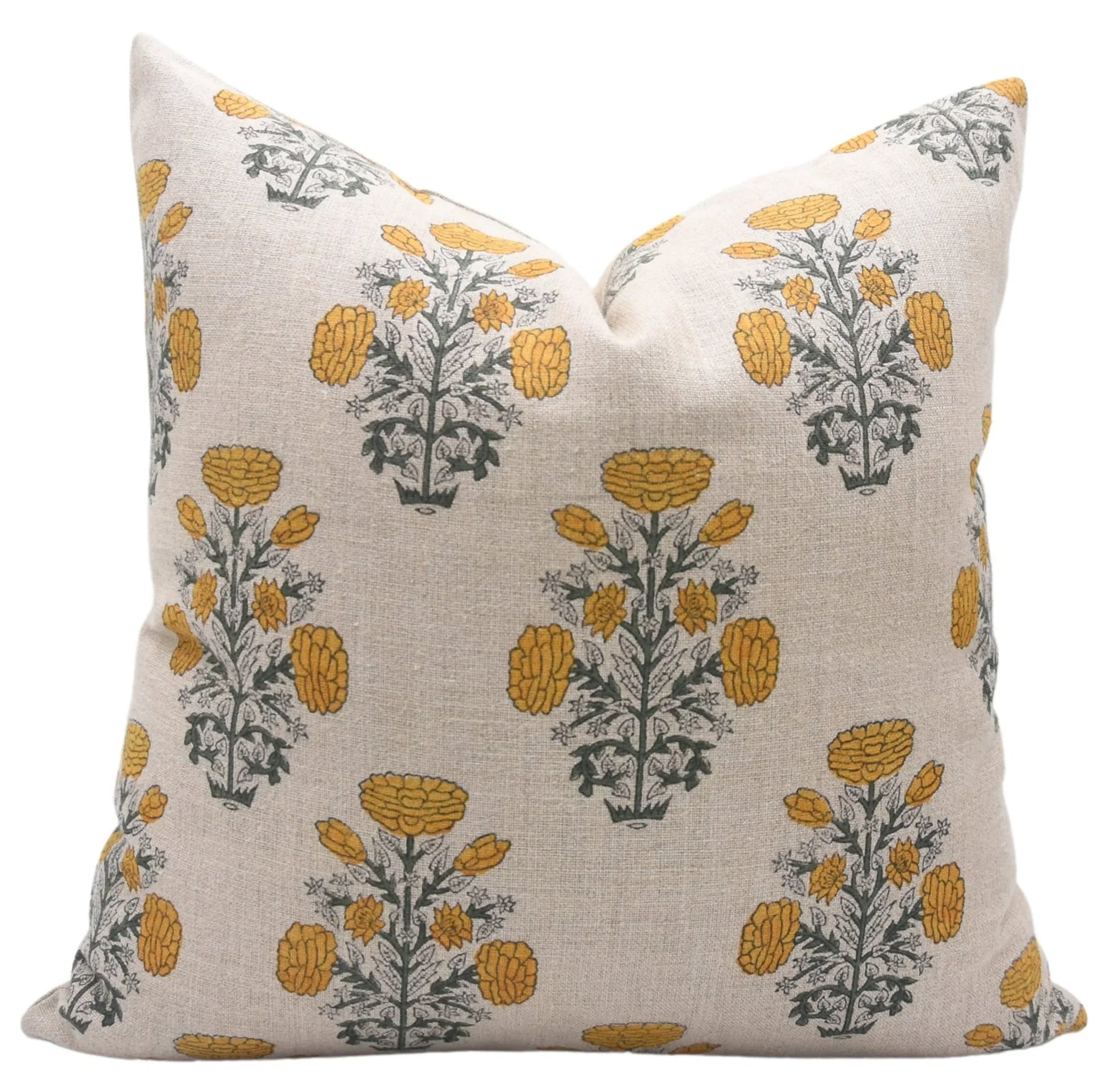Swadesh Square/Lumber Block Printed Pillow Cover In Thick Linen