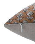Designer Throw Pillow Cover in Hand Block Print Thick Linen - TARANGINI - Fabdivine