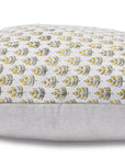 Pure Linen block print designer boho pillow/cushion cover- ALIA- GREEN AND YELLOW - Fabdivine