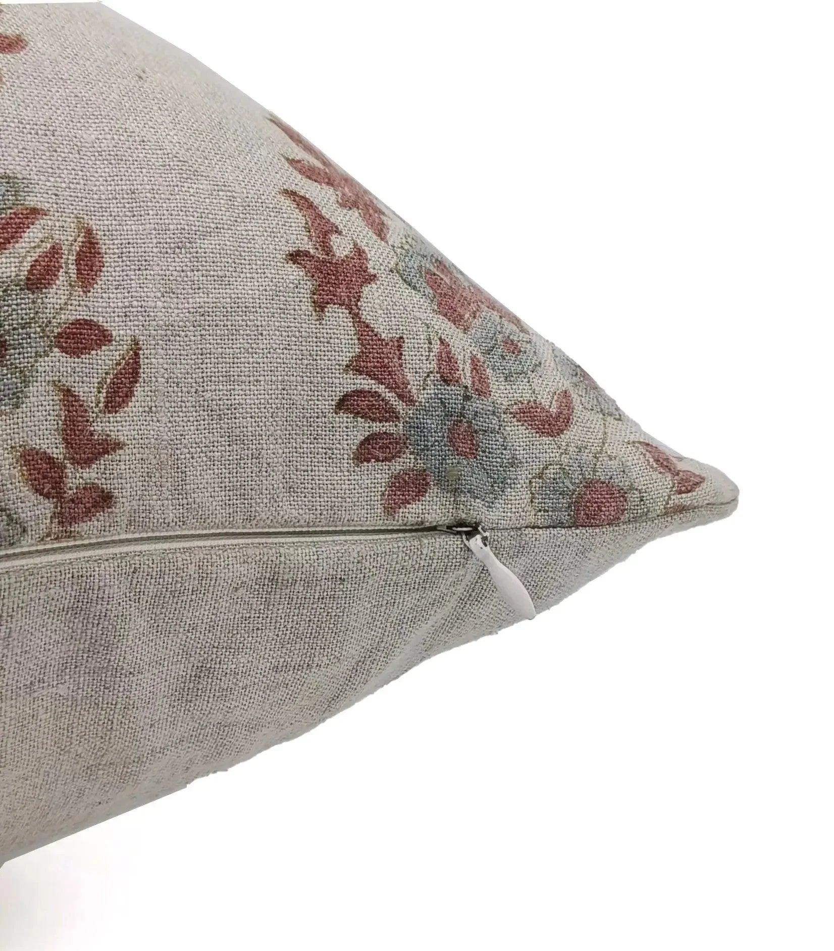 Block Print Pure Linen Pillow Cover - ANARKALI GREY - Fabdivine