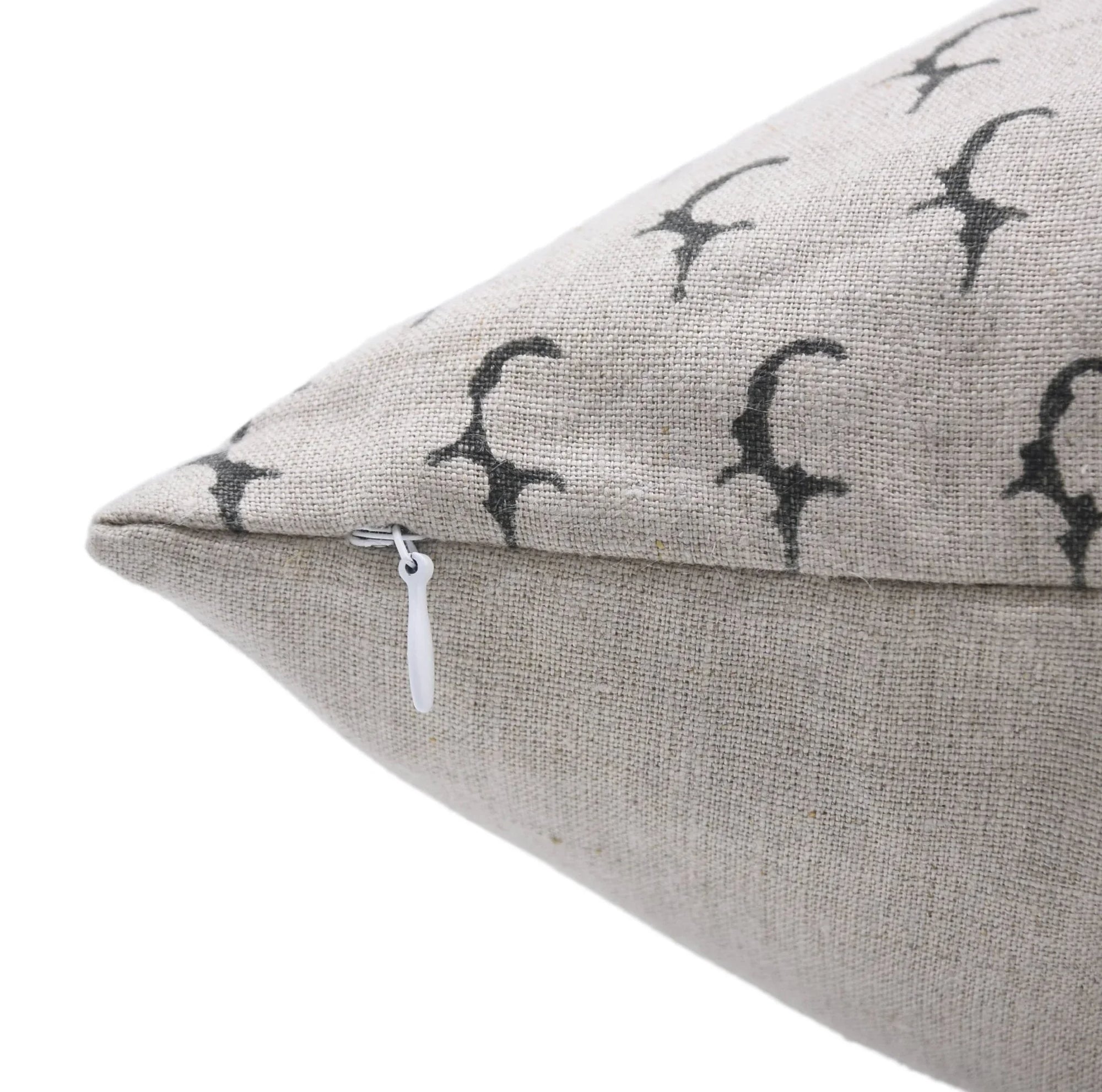 Pure Linen block print designer boho pillow/cushion cover- ANKUSH - Fabdivine