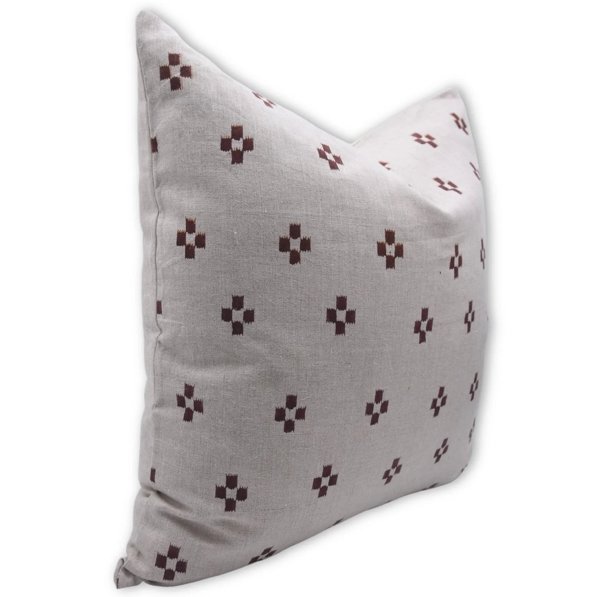 Square/Lumber block print pillow cover- pure linen- BARFI - Fabdivine