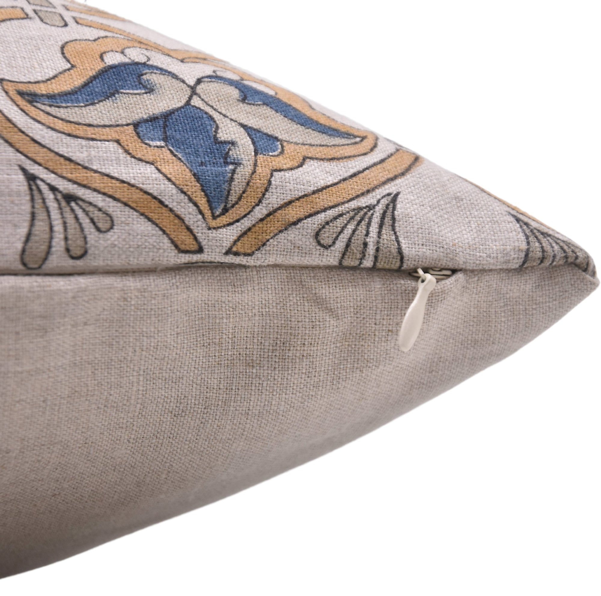 Block print Pillow cover for sofa, couch or bed- Pure Linen- HRIDYAVAN - Fabdivine