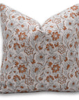 Block print pure linen throw pillow cover- KUM KUM - Fabdivine
