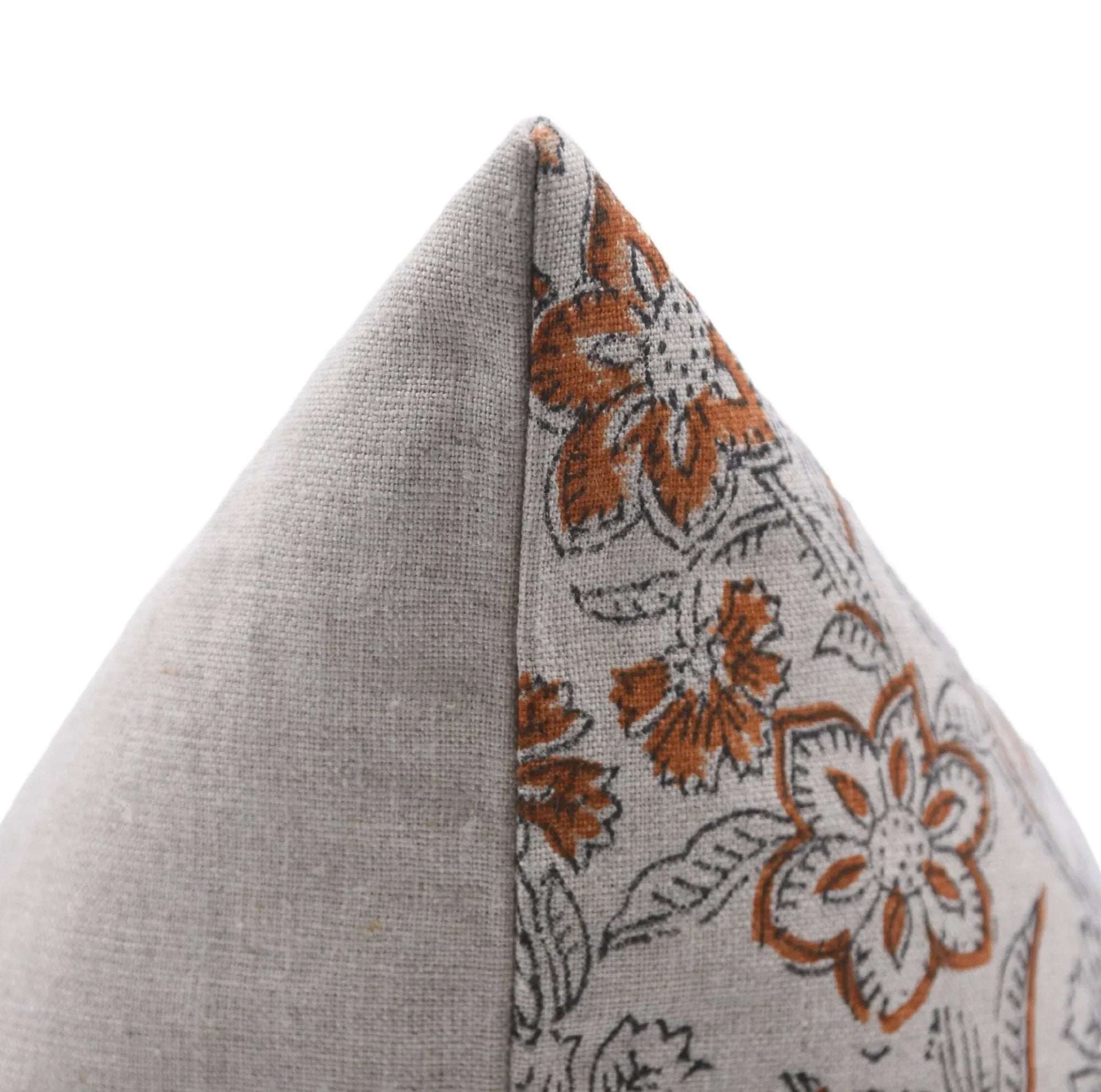 Block print pure linen throw pillow cover- KUM KUM - Fabdivine
