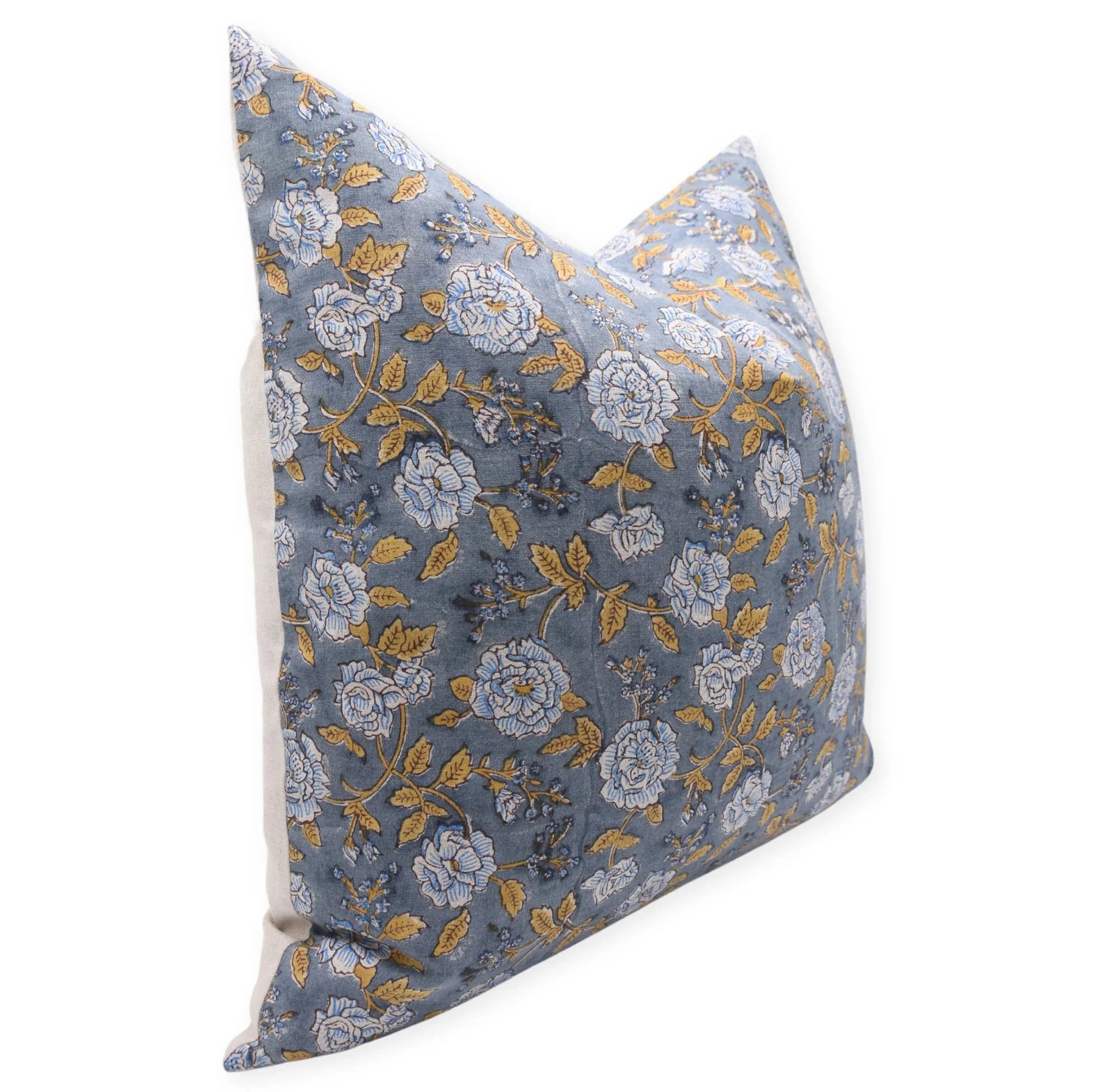 Square/Lumber block print pillow cover- thick linen- RAMESHWARAM - Fabdivine