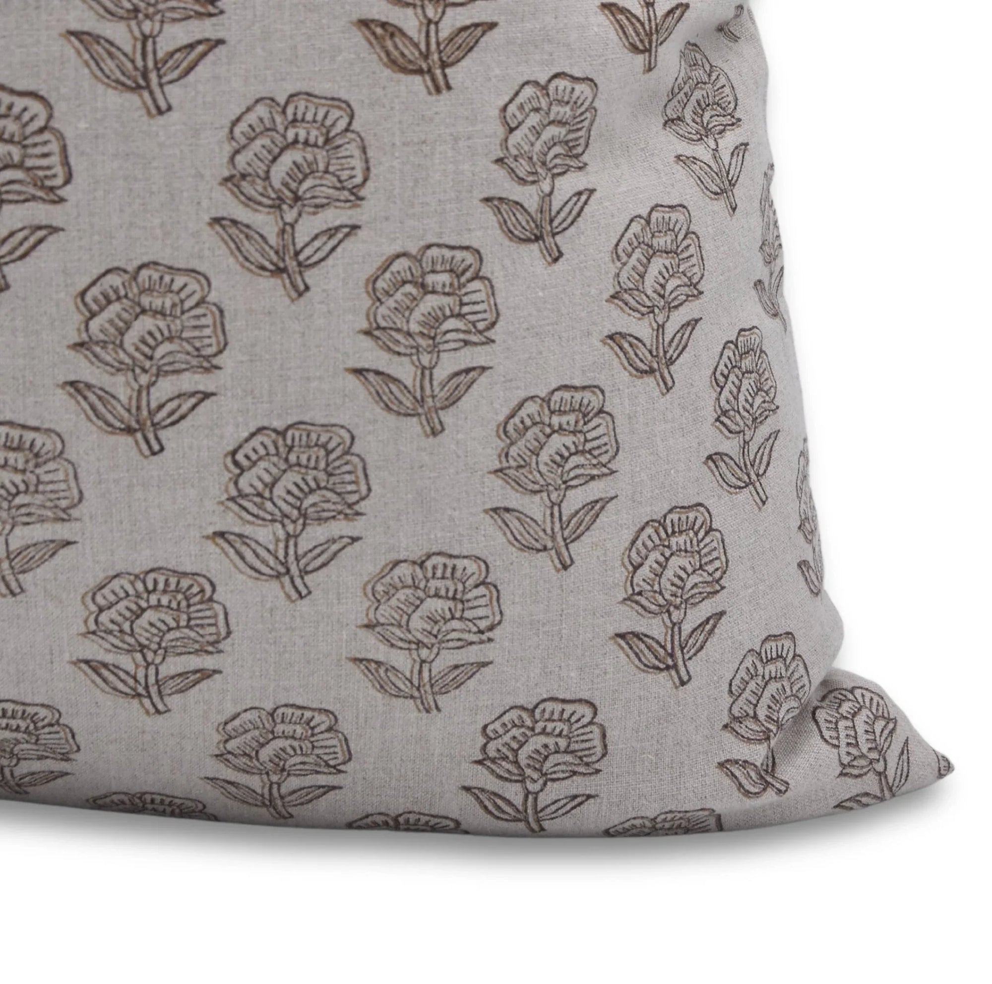 Block Print Pure Linen Pillow Cover - ROHINI - Fabdivine