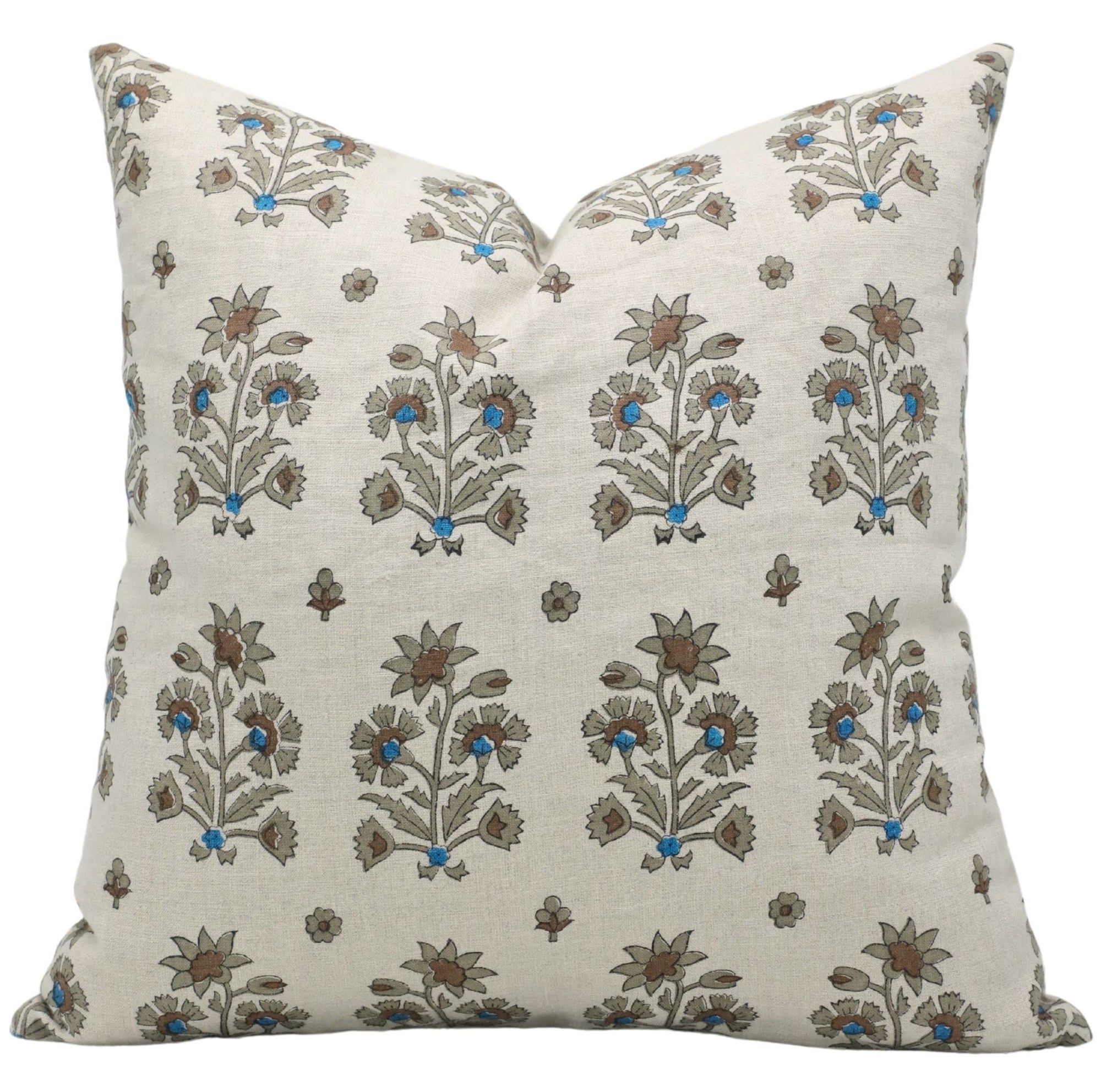 Square/Lumber block print pillow cover- Pure Linen- SADABAHAR - Fabdivine