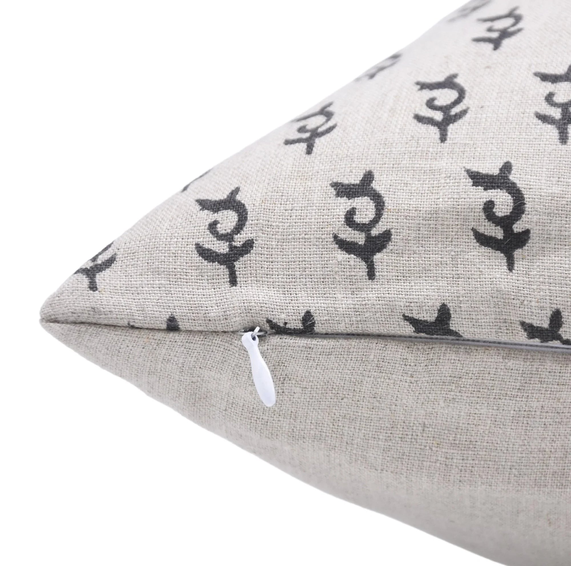 Pure Linen block print designer boho pillow/cushion cover- TRIMAB - Fabdivine