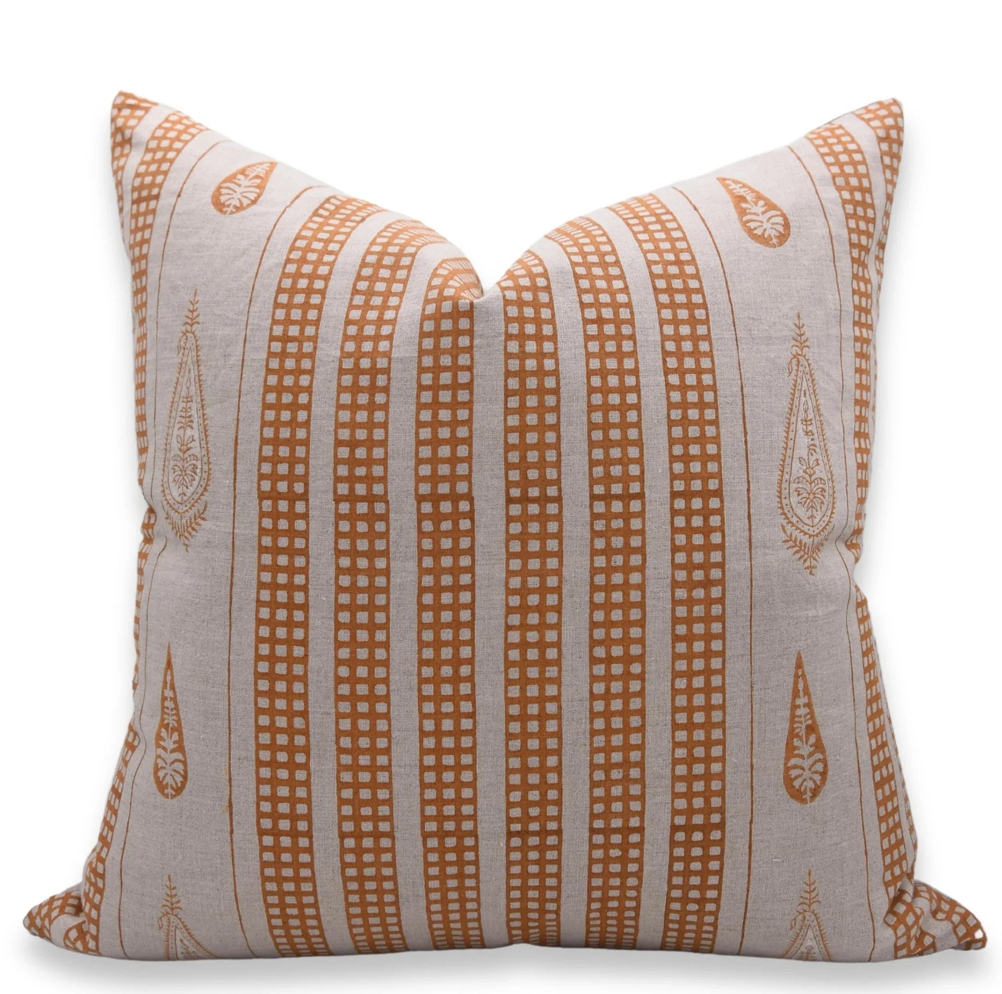 Throw Pillow Cover –Designer Collection of Hand Block Print Pure Linen- URBAN FLAG - Fabdivine